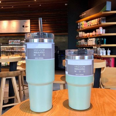 Custom Design 20OZ 30OZ Stainless Steel Water Bottle Colorful Straw Vacuum Insulation