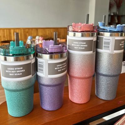 Portable Thermos Bottles with Straws Custom 20 oz /30 oz Stainless Steel Insulated Water Cup