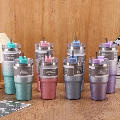 Portable Thermos Bottles with Straws Custom 20 oz /30 oz Stainless Steel Insulated Water Cup
