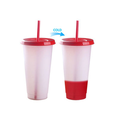 Minimalist Design Style 24oz BPA-free Plastic Color Changing Cup with Lid and Straw