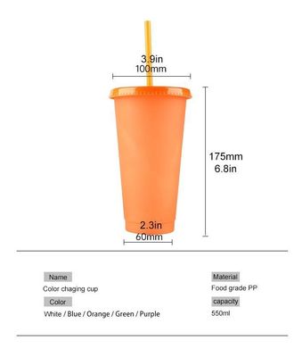 Minimalist Design Style 24oz BPA-free Plastic Color Changing Cup with Lid and Straw