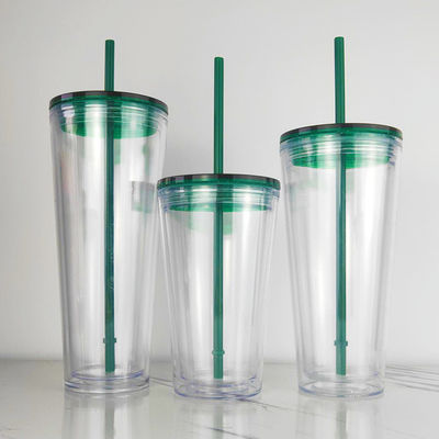 1 Piece Custom DIY 16oz 24oz Double Wall Plastic Acrylic Clear Cup with Straw and Lid