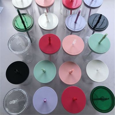 1 Piece Custom DIY 16oz 24oz Double Wall Plastic Acrylic Clear Cup with Straw and Lid
