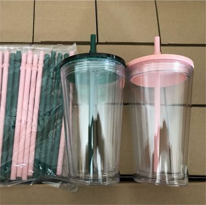 1 Piece Custom DIY 16oz 24oz Double Wall Plastic Acrylic Clear Cup with Straw and Lid