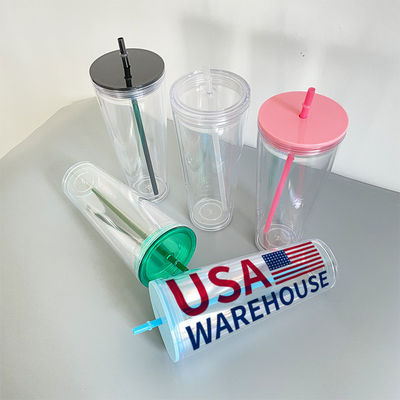 Insulated Plastic Tumbler 24oz Double Walled Acrylic Cups for Hot/Cold Beverages
