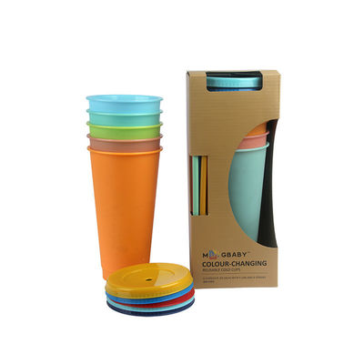 Custom Print BPA Free Cold Water Color Changing Tumbler with Lid and Straw Stocked