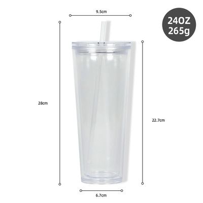 24oz Acrylic Double Wall Cold Tumbler Customized Color Plastic PP Cup for Party Supplies
