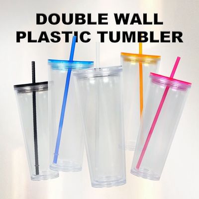 710ML Clear Water Bottle 24oz Plastic Tumblers WITH LID And Straw For Party Occasion