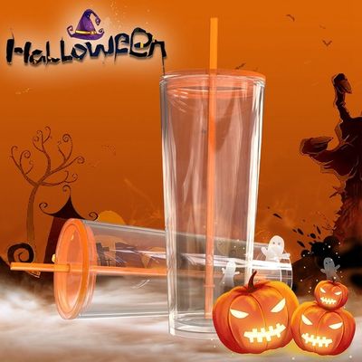 710ML Clear Water Bottle 24oz Plastic Tumblers WITH LID And Straw For Party Occasion
