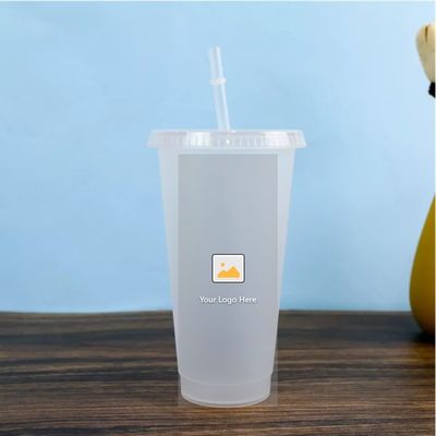 710ML Clear Water Bottle 24oz Plastic Tumblers WITH LID And Straw For Party Occasion