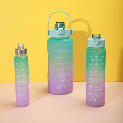 2000ml 900ml 300ml 3 In 1 Custom Plastic Straw Bottle With Time Marker for Gym and Sports
