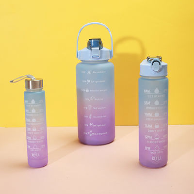 2000ml 900ml 300ml 3 In 1 Custom Plastic Straw Bottle With Time Marker for Gym and Sports