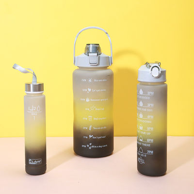 2000ml 900ml 300ml 3 In 1 Custom Plastic Straw Bottle With Time Marker for Gym and Sports