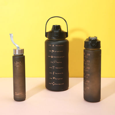 2000ml 900ml 300ml 3 In 1 Custom Plastic Straw Bottle With Time Marker for Gym and Sports