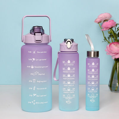 Stocked 2023 Gradient Color 3 in 1 Set 64 oz Half Gallon Gym Motivational Water Bottle 2000ML 900ML 280ML