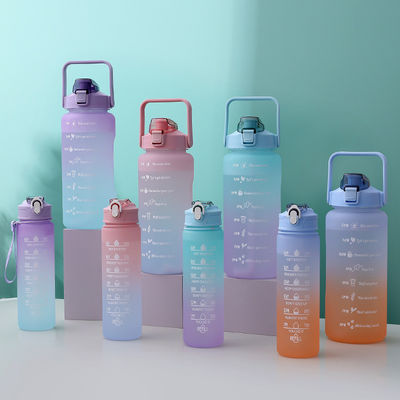 Stocked 2023 Gradient Color 3 in 1 Set 64 oz Half Gallon Gym Motivational Water Bottle 2000ML 900ML 280ML