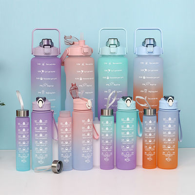 Stocked 2023 Gradient Color 3 in 1 Set 64 oz Half Gallon Gym Motivational Water Bottle 2000ML 900ML 280ML