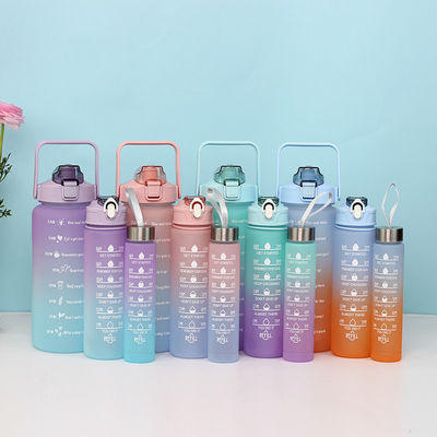 Stocked 2023 Gradient Color 3 in 1 Set 64 oz Half Gallon Gym Motivational Water Bottle 2000ML 900ML 280ML
