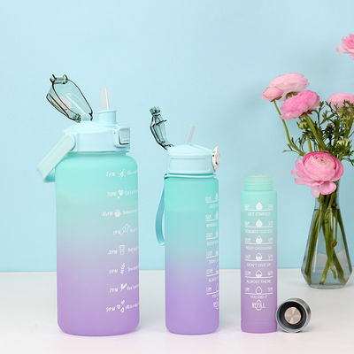 Stocked 2023 Gradient Color 3 in 1 Set 64 oz Half Gallon Gym Motivational Water Bottle 2000ML 900ML 280ML