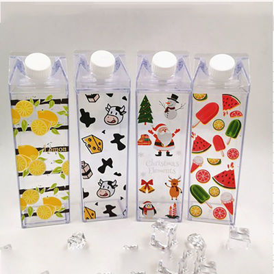 Customized Logo Acceptable 500ml 1000ml Transparent Acrylic Milk Carton Water Bottle