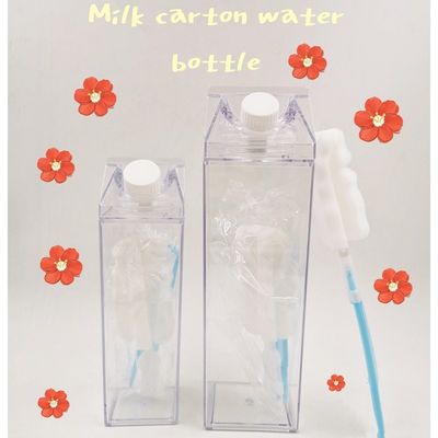 Customized Logo Acceptable 500ml 1000ml Transparent Acrylic Milk Carton Water Bottle