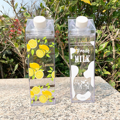 Unisex 500ml Clear Plastic Water Bottle Applicable for Boiling Water Cute Square Design