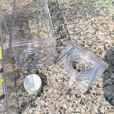 Unisex 500ml Clear Plastic Water Bottle Applicable for Boiling Water Cute Square Design