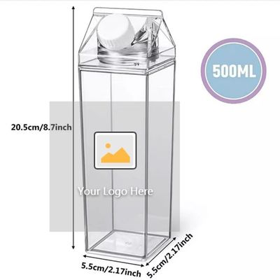 Contemporary 17oz 500ml Food Grade Plastic Outdoor Clear Milk Square Carton Water Bottle
