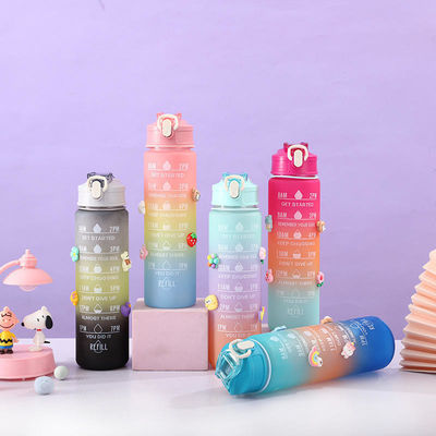 Customized Logo Acceptable Stocked 3-in-1 Motivational Water Bottle for Outdoor Activities
