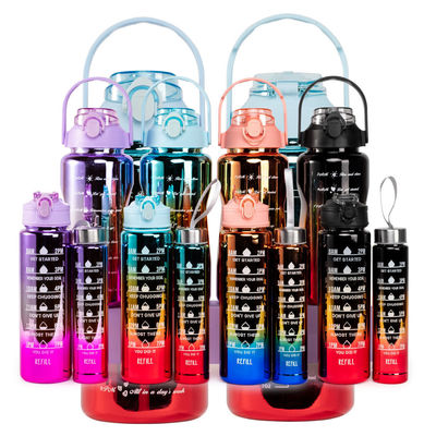 Unisex Motivational Water Bottle with Straw 64oz Time Marker BPA Free Drinking Bottle