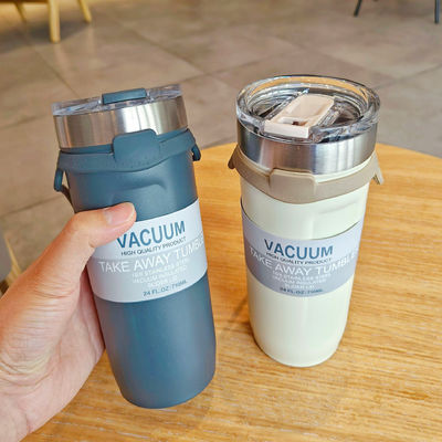 550ml/710ml Stainless Steel Outdoor Travel Cup with Silicone Rope Eco-Friendly