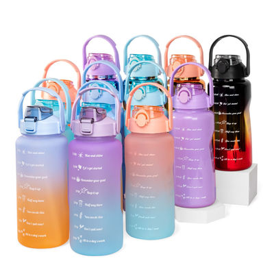 3pcs Set Plastic Motivational Water Bottles with Time Marker Reach Your Fitness Goals