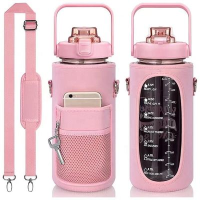 Country Design Style Half Gallon Water Bottle with Phone Pocket and Customized Strap