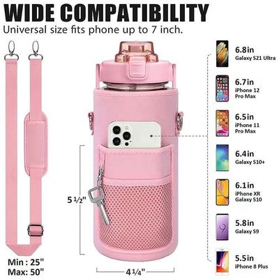 Country Design Style Half Gallon Water Bottle with Phone Pocket and Customized Strap