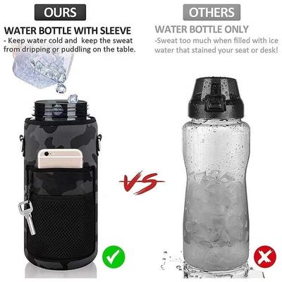 Country Design Style Half Gallon Water Bottle with Phone Pocket and Customized Strap