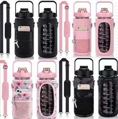 Country Design Style Half Gallon Water Bottle with Phone Pocket and Customized Strap