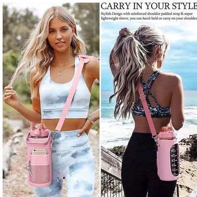 Country Design Style Half Gallon Water Bottle with Phone Pocket and Customized Strap