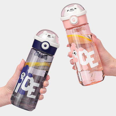 Portable Eco Friendly Bpa Free Clear Tritan Drinking Plastic Bear Water Bottle With Straw for Kids
