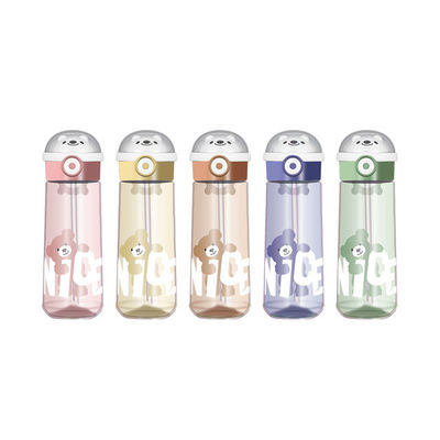 Portable Eco Friendly Bpa Free Clear Tritan Drinking Plastic Bear Water Bottle With Straw for Kids