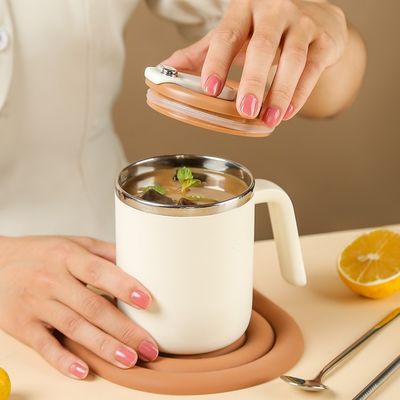 500ml Stainless Steel Coffee Cup Wide Mouth Custom Design Portable with Handle and Lid