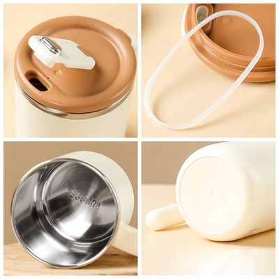 500ml Stainless Steel Coffee Cup Wide Mouth Custom Design Portable with Handle and Lid