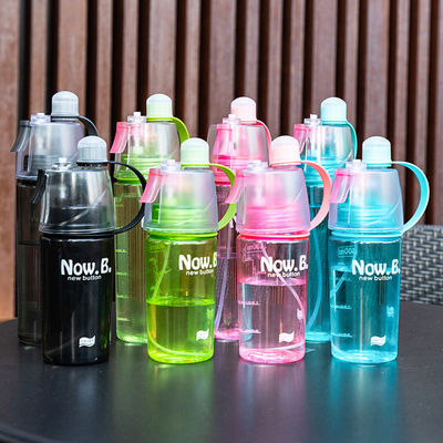 Outdoor Custom Logo Pressing Type Plastic Sports Water Bottle with Cooling Mist Function