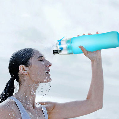 Outdoor Custom Logo Pressing Type Plastic Sports Water Bottle with Cooling Mist Function