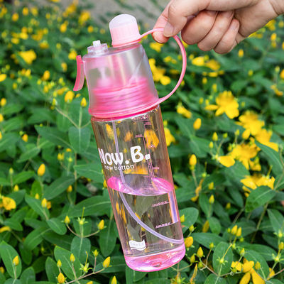 Outdoor Custom Logo Pressing Type Plastic Sports Water Bottle with Cooling Mist Function