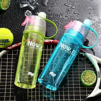 Outdoor Custom Logo Pressing Type Plastic Sports Water Bottle with Cooling Mist Function