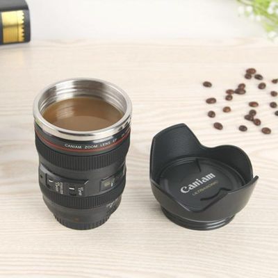 400ml Insulated Automatic Rotary Stirring Camera Lens Shape Coffee Mug for the Nomad