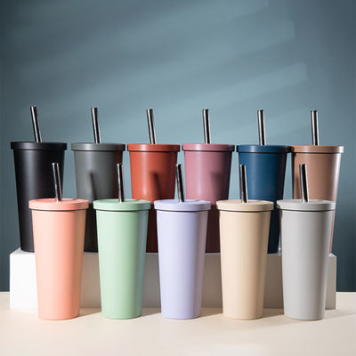 Stocked 24oz Plastic Double Wall Reusable Bubble Milk Tea Cup BPA Free and Custom Logo
