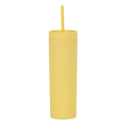 16oz Custom Matte Water Bottle Double Wall Acrylic Tumbler Coffee Milk Mug with Straw