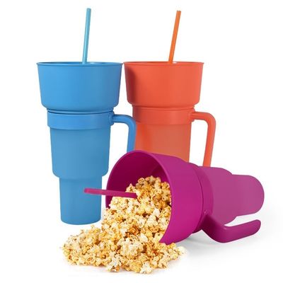 Customized Logo Accepted Plastic Snack Mug with Handle Eco-Friendly and Durable
