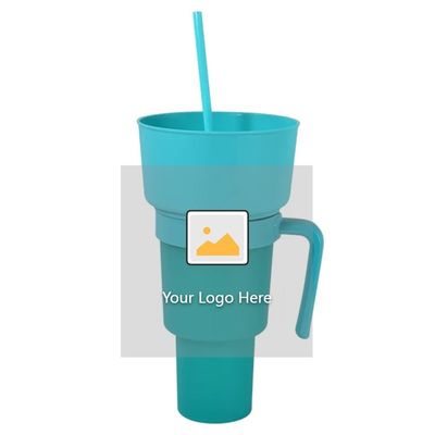 Customized Logo Accepted Plastic Snack Mug with Handle Eco-Friendly and Durable